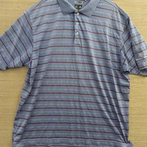 Adidas Climacool Mens Polo XL Purple Striped Collared Polyester Short Sleeve
